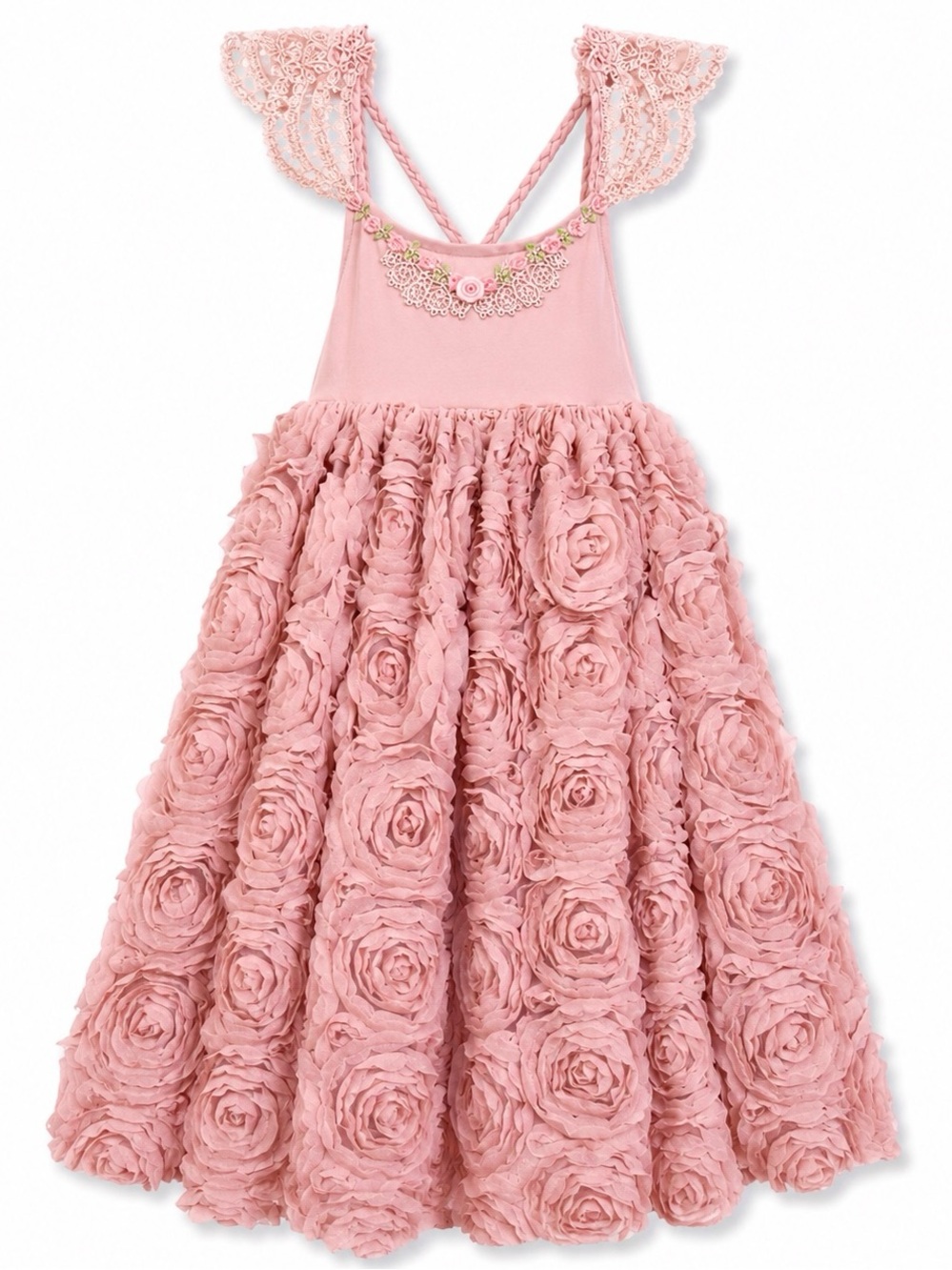 Dollcake If The Crown Fits Frock Dress Dusty Rose Pink Rosette Skirt Size 2 EUC